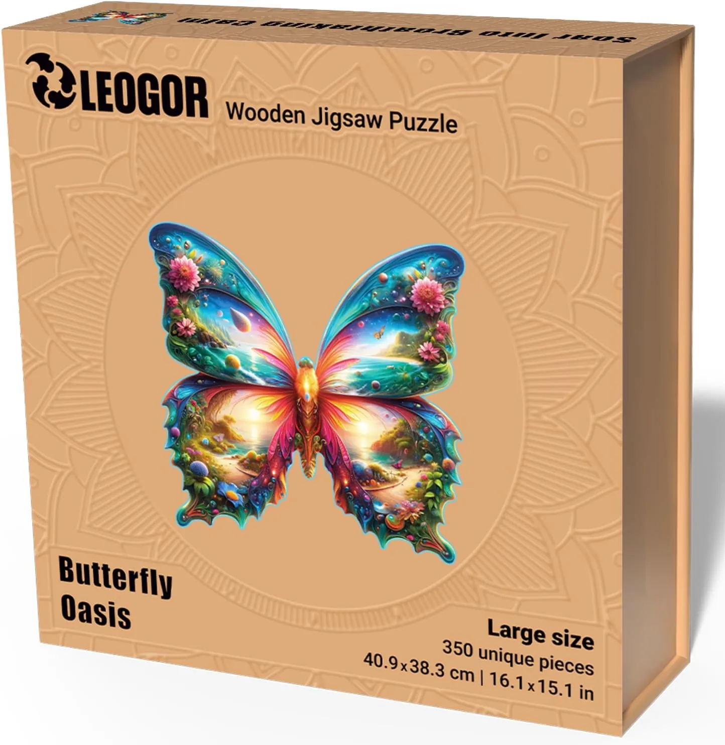 - 350 Piece Wooden Puzzles for Adults - 16.1 x 15.1 in - Extra-Thick 5 mm Wood Puzzle$ Hand-Shaped Pieces$ Nature Life Mosaic Design - Premium Gift for Puzzle cuneiform November unbind noteworthy schoolroom Lovers by LEOGOR Butterfly Oasis 