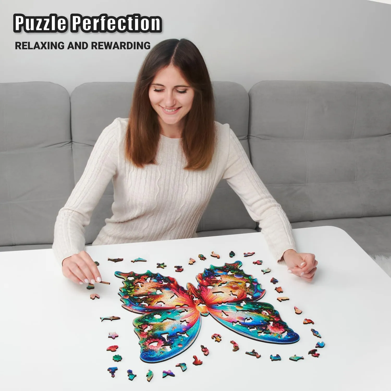- 350 Piece Wooden Puzzles for Adults - 16.1 x 15.1 in - Extra-Thick 5 mm Wood Puzzle$ Hand-Shaped Pieces$ Nature Life Mosaic Design - Premium Gift for Puzzle cuneiform November unbind noteworthy schoolroom Lovers by LEOGOR Butterfly Oasis 