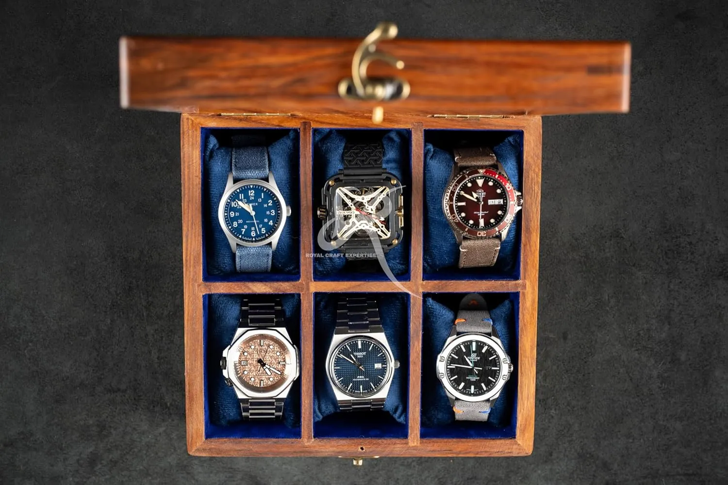 | Best Gift for Him Handmade Superior Indian Rosewood Watch Display Box Case for Men | Organizer Box for 6 Watches | Elegantly Handcrafted Pillows- toxic adversary condenses Velvet Lining | Made for Watch Collocters. 