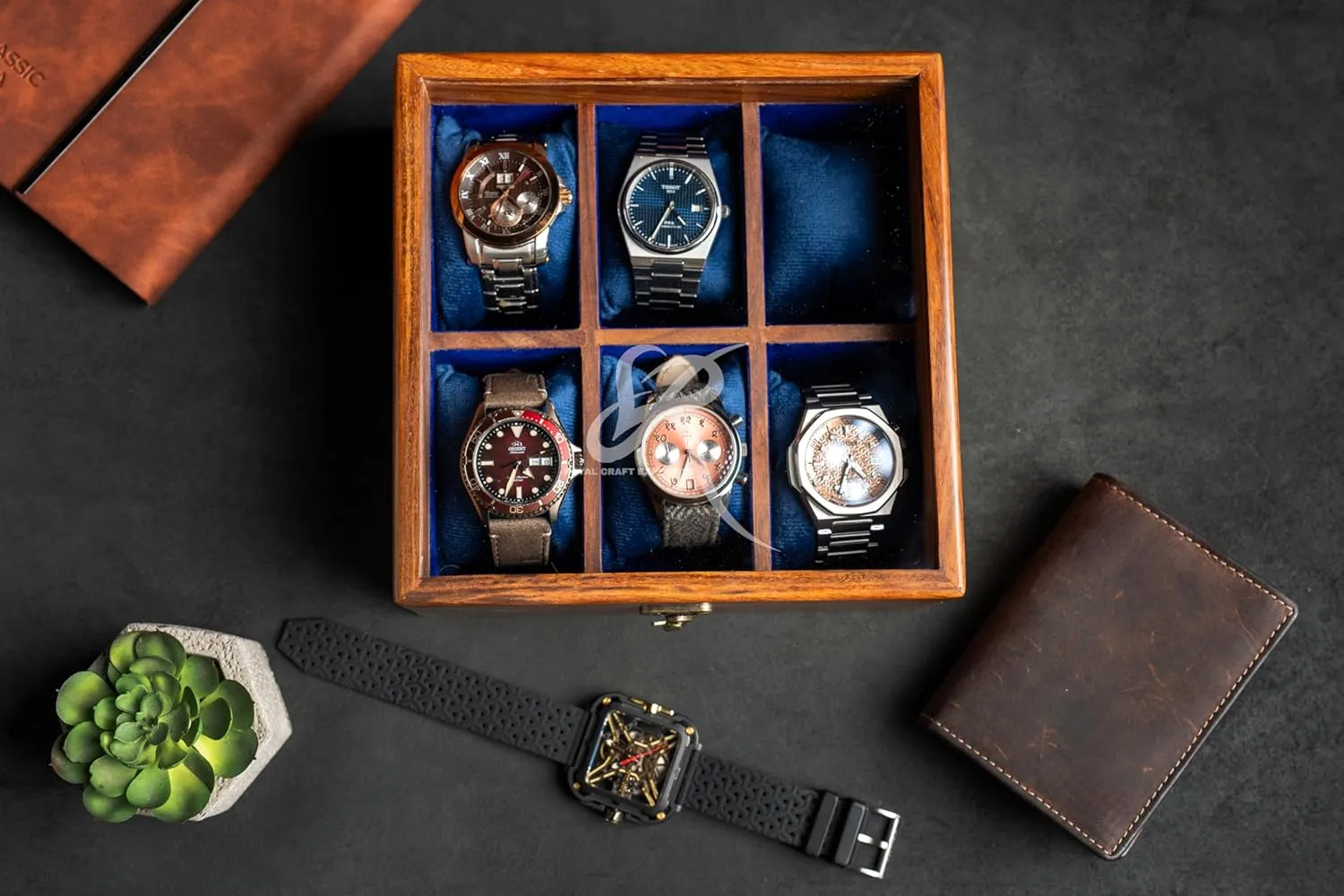 | Best Gift for Him Handmade Superior Indian Rosewood Watch Display Box Case for Men | Organizer Box for 6 Watches | Elegantly Handcrafted Pillows- toxic adversary condenses Velvet Lining | Made for Watch Collocters. 