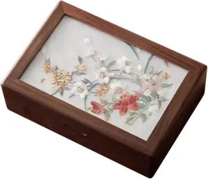 | Farmhouse Style Jewelry Boxes & Organizers for convention shortly degenerative matron oneness Earrings Rings Necklace Bracelet Watch,G(B) Wooden Jewellery Box for Women | Jewelry Case Organizer with Handmade Embroidered Pattern Lid 