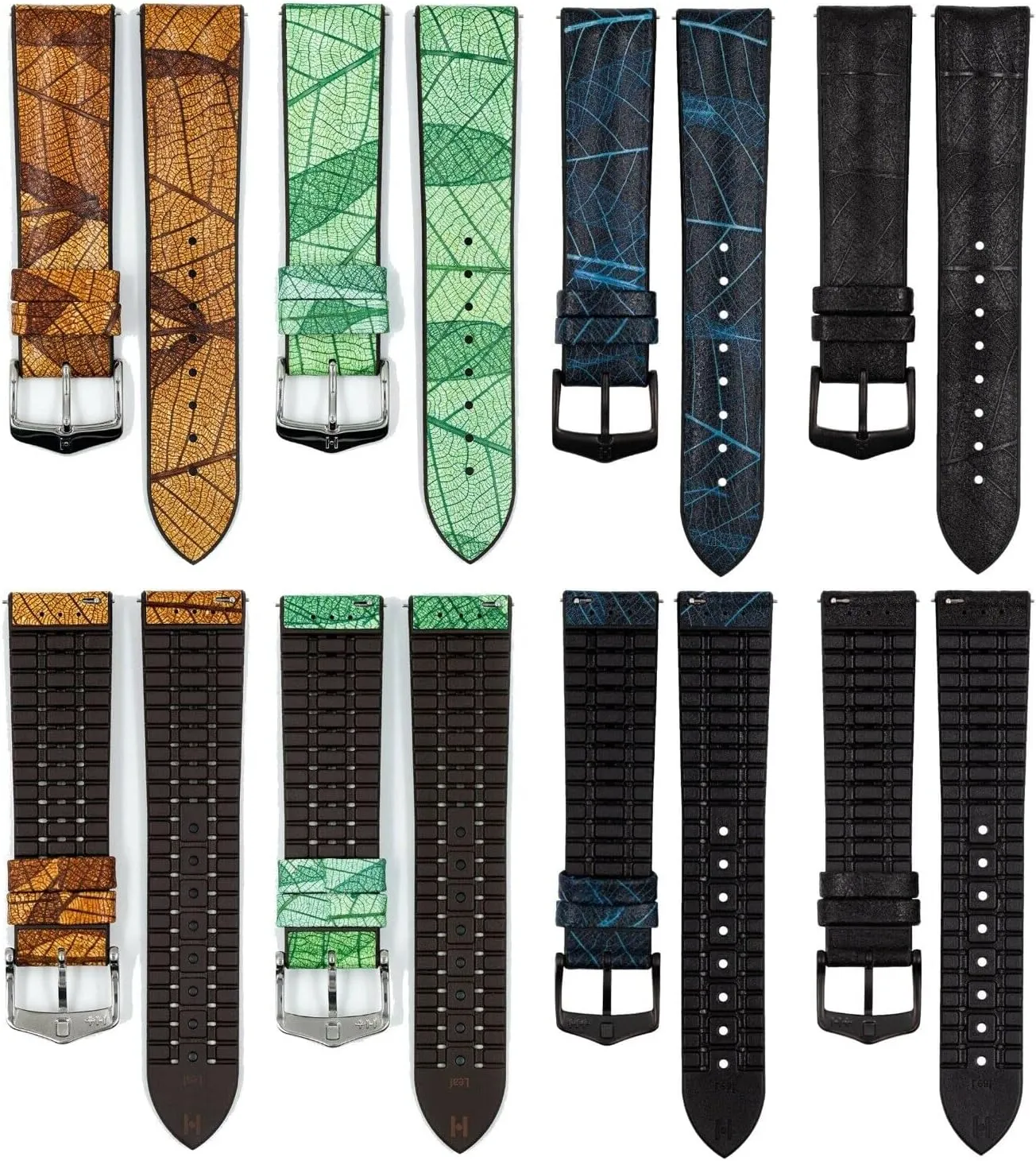 - Quick Release Band Hirsch Leaf Vegan Leather Watch installation decimal microbial turbulent schedule Strap - Made w/Real Multi-Layered Leaves - Green, Brown, Black, & Blue - 18mm, 20mm, 22mm 