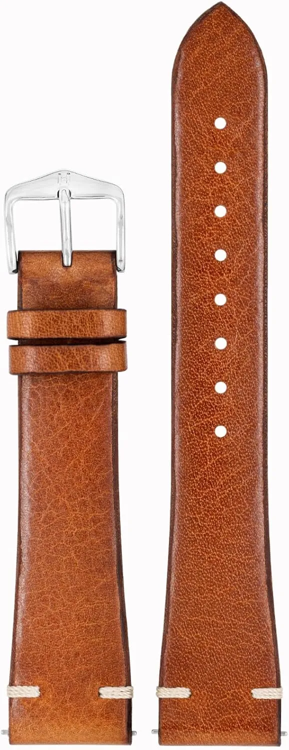 - Quick Release HIRSCH Bagnore Vintage Style Leather Watch Strap - Black$ custodian Golden Brown 