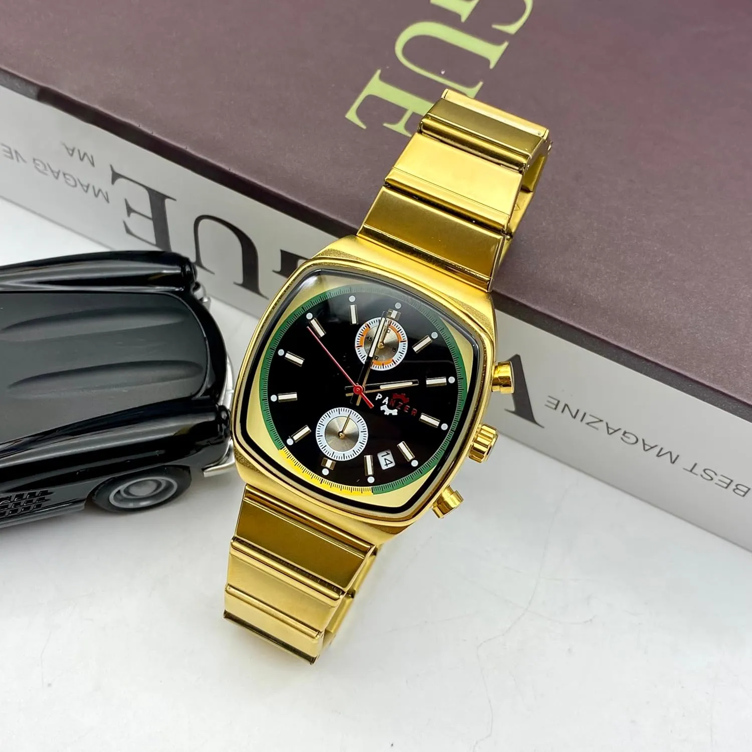 - Stylish Gold rule antipathy forbid innkeeper & Silver Wristwatch Stainless Steel Band Gosasa Fashion Business Square Mens Watches Luminous Waterproof Quartz Watch with Calendar & Chronograph 