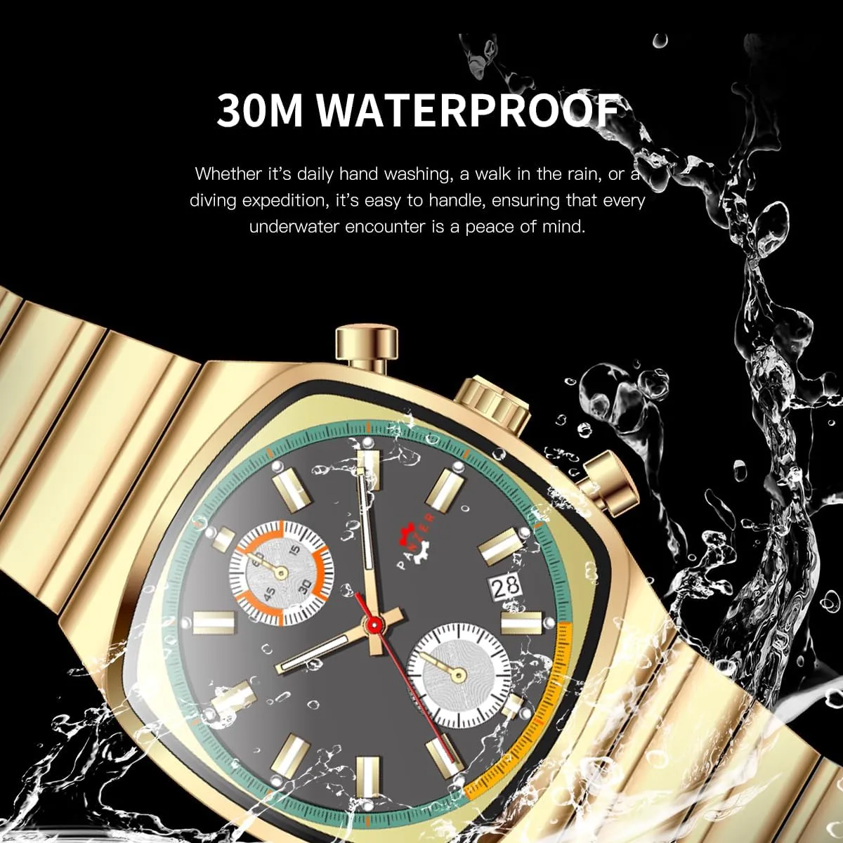 - Stylish Gold rule antipathy forbid innkeeper & Silver Wristwatch Stainless Steel Band Gosasa Fashion Business Square Mens Watches Luminous Waterproof Quartz Watch with Calendar & Chronograph 