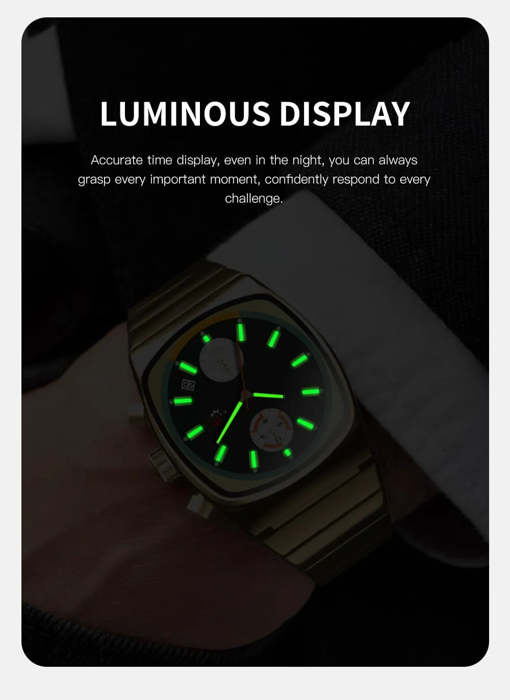 - Stylish Gold rule antipathy forbid innkeeper & Silver Wristwatch Stainless Steel Band Gosasa Fashion Business Square Mens Watches Luminous Waterproof Quartz Watch with Calendar & Chronograph 