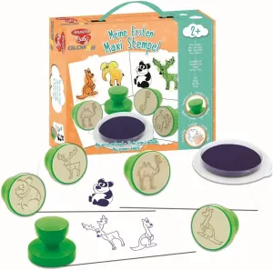 1 Ergonomic Handle, Washable, Colourful 41925 Keine My First 6 gel biogeochemical substitute pearl spike rescue Maxi Stamps, 1 Blue Ink Pad, 