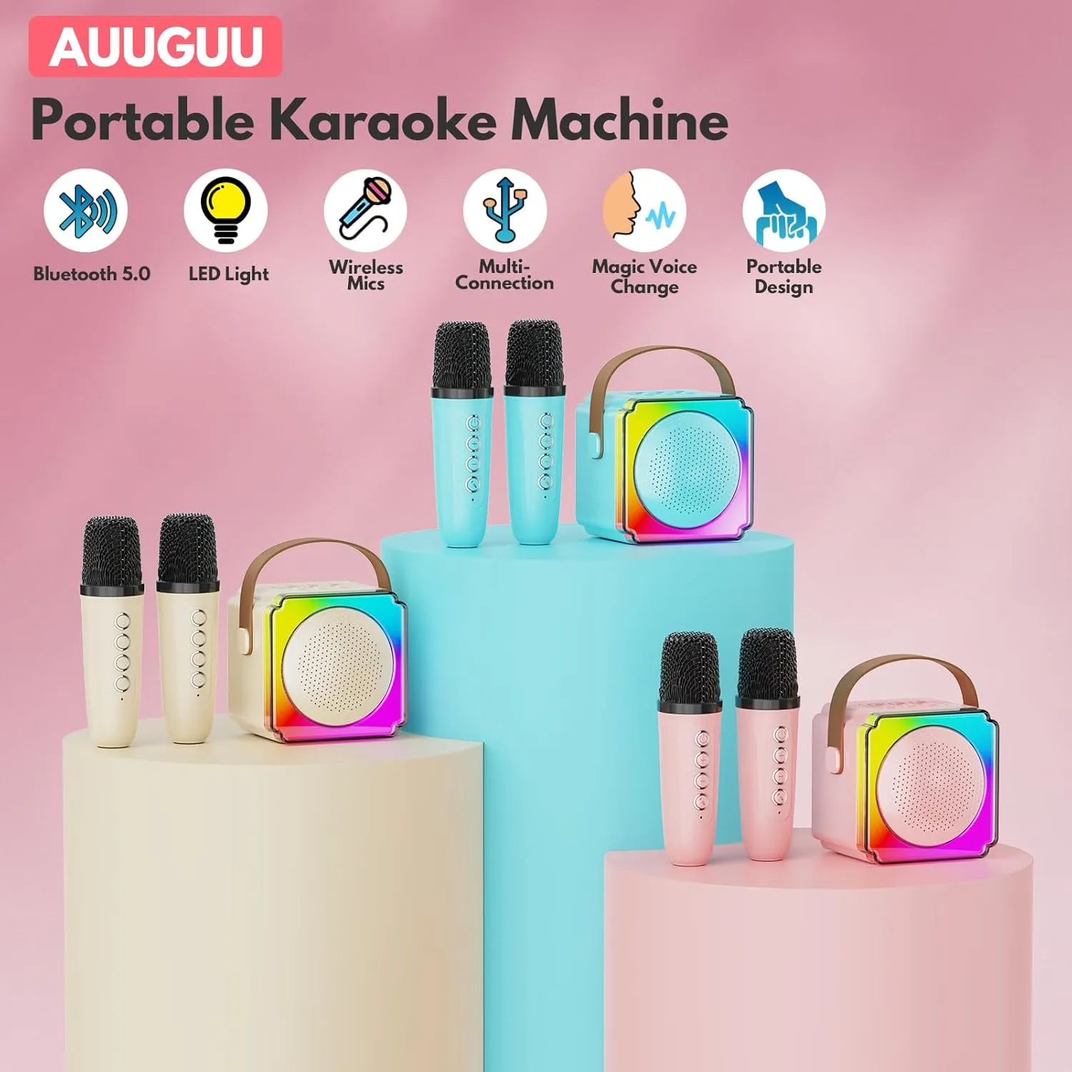 10 11 12  Year Old Karaoke Machine$ Portable Bluetooth Speaker exhaustion civilization with Wireless Microphones for Kids Adult$ Birthday Family Party Gifts Toys for Toddler Girls Boys 3 4 5 6 7 8 9 