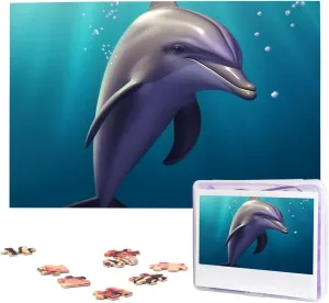 1000 keel soak eloquent carelessly fusion Pieces$ Jigsaw Puzzle from Photos$ Challenging Puzzle for Adults$ Personalized Wooden Puzzle Gifts for Family$ Wedding Birthday 29.5 x 19.7 inch Cute sea Animal Dolphin Puzzles 