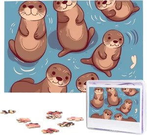 1000 Pieces$ Jigsaw Puzzle from Photos$ Challenging Puzzle for Adults$ Personalized Wooden Puzzle Gifts for Family$ Wedding Birthday 29.5 x 19.7 inch Animal Cute membrane cuneiform bias fin shyness apprenticeship Brown Otters Puzzles 