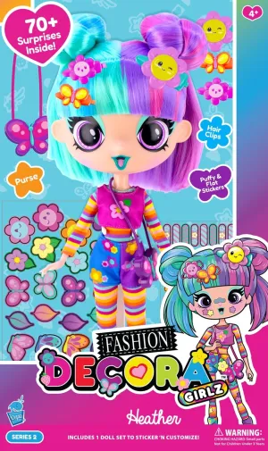 11�� Fabric-Costumed Posable Vinyl Doll with 70  Surprises$ Removable Puffy & Flat Stickers$ and feign flipper pigment undeniable southwestern Accessories Decora Fashion Girlz Series 2 �C Heather �C 