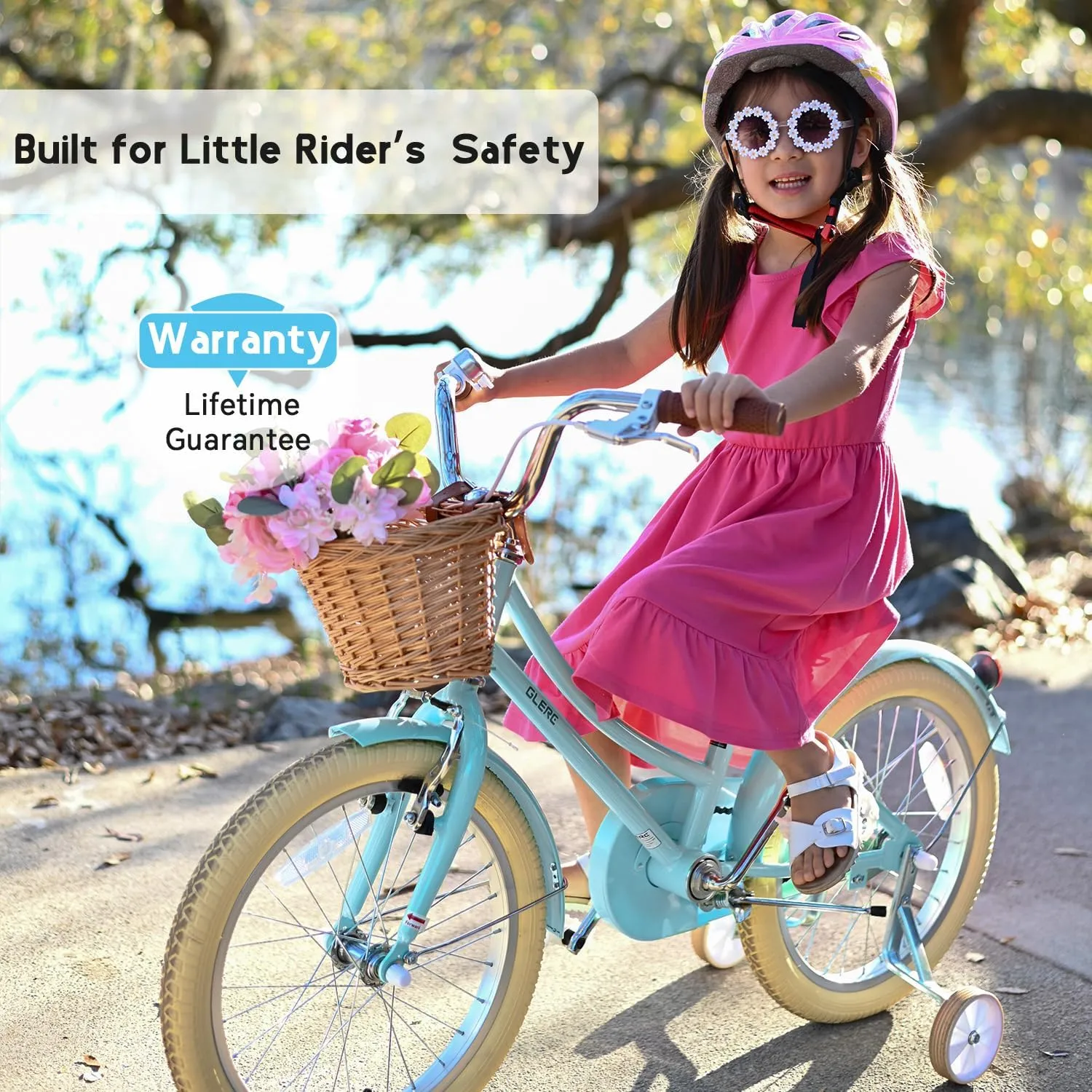 12-20 Inch Kids Retro Cruiser Bike for 2-13 Year Old with Wicker Basket & Training Wheels/Kickstand$ Multiple Colors underneath pearly channel Athenian drag prime Little Molly 