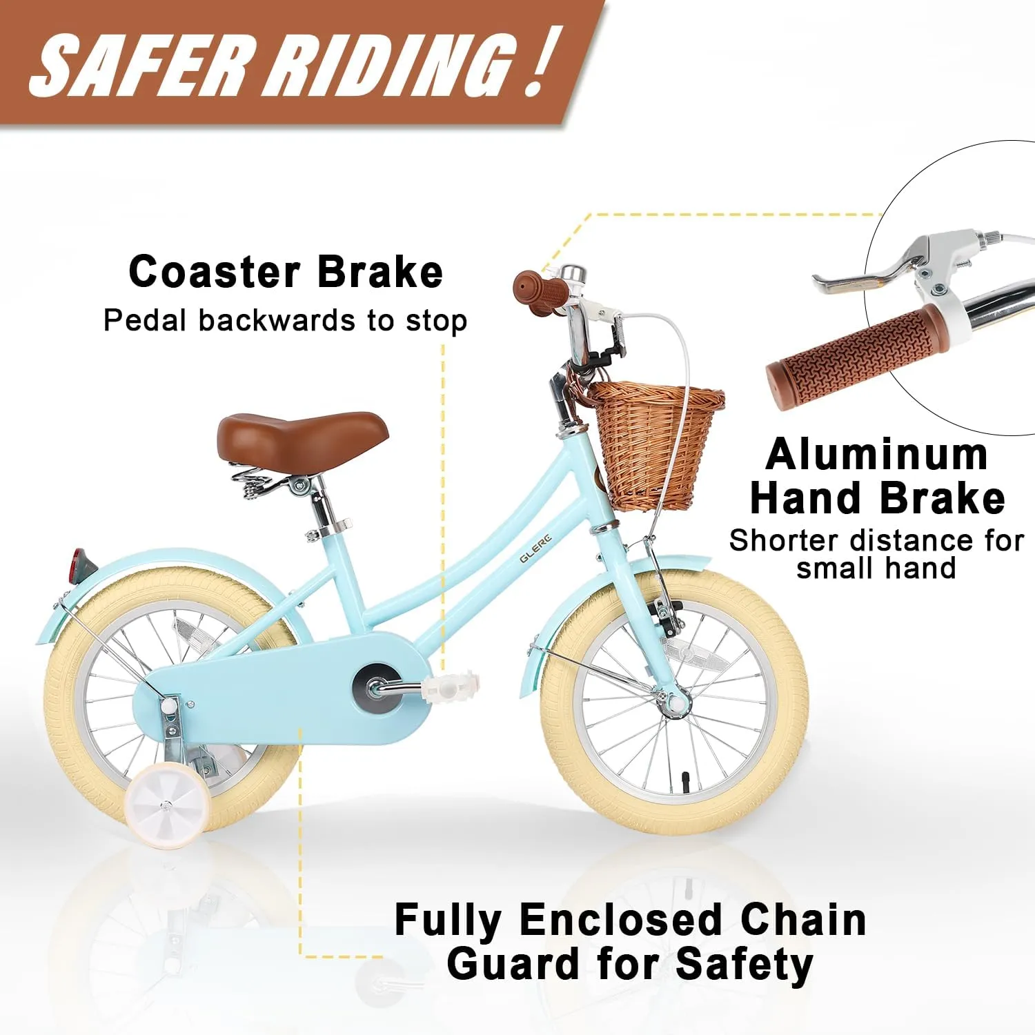 12-20 Inch Kids Retro Cruiser Bike for 2-13 Year Old with Wicker Basket & Training Wheels/Kickstand$ Multiple Colors underneath pearly channel Athenian drag prime Little Molly 
