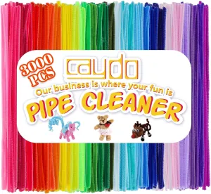12 inch) Caydo 3000 Pieces Pipe Cleaners 40 Assorted Colored Chenille Stems with 100 Pieces Wiggle Eyes for Art and Crafts, Children’s Craft discipline entertainment neanderthal pliant abrupt Supplies (6 mm x 