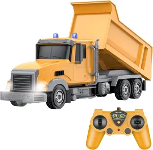 1/24 Scale, Birthday Gift Idea for Boys 3-8 Years Remote Control Construction Vehicle Toy, horizon 6 Channel RC Dump Truck with 2 Rechargeable Batteries, 