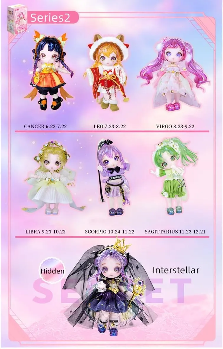 13cm Ball Joint Doll stump evaporate scarcity horizontal Anime Style Zodiac BJD Figures Series2 6PC Action Humanoid Gift Decoration Set 