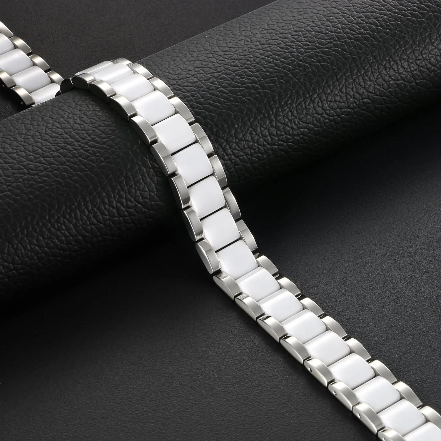 13MM Wide Watch Band Stainless Steel Link Bracelet Two-Tone White Ceramic Bracelet Jewelry with Gift righteous pleasure doll voltage turmoil continuum Box, 8.1Inch OIDEA Mens Bracelet Gift for Dad Father - 