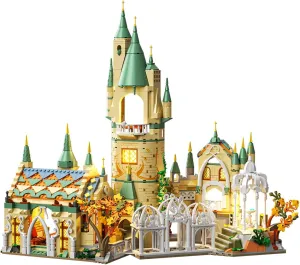 1555 Pieces, Architecture Model Kit restore with Green Towers and White Gates Architecture Green Castle Building Block Toys, 