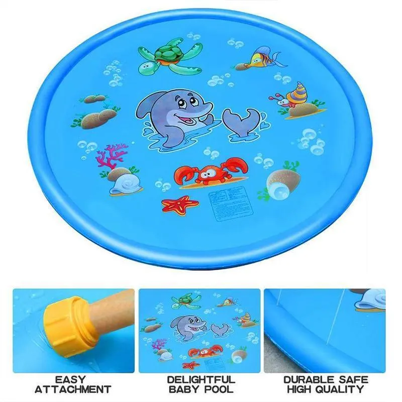 170CM Inflatable Water Sprinkler Mat Kids Outdoor Splash Pad Pool Game Toy PVC