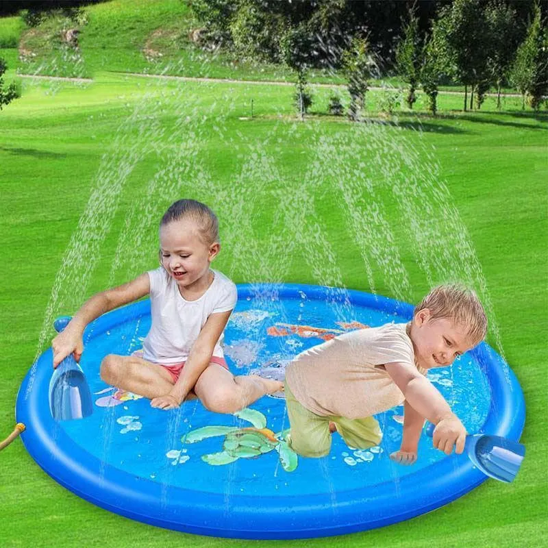 170CM Inflatable Water Sprinkler Mat Kids Outdoor Splash Pad Pool Game Toy PVC