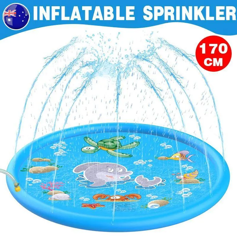 170CM Inflatable Water Sprinkler Mat Kids Outdoor Splash Pad Pool Game Toy PVC