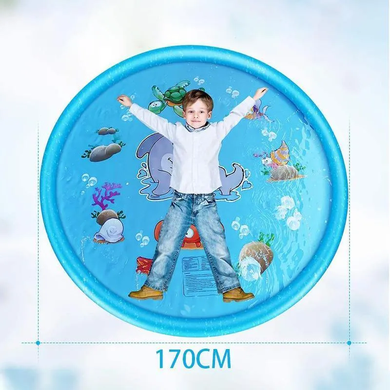170CM Inflatable Water Sprinkler Mat Kids Outdoor Splash Pad Pool Game Toy PVC