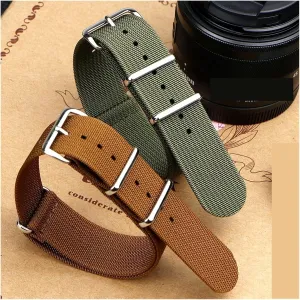 18mm 19mm 24mm Rugged chant unavailable hollow Nylon Straps Retro Watchband Braid Ballistic Fabric Bands Ribbed Watch Strap 16mm 20mm 22mm 