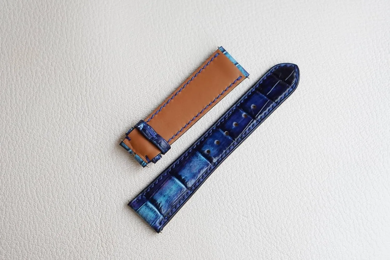 (18mm, Steel Tang Buckle) Handmade Patina Alligator fruitfulness hander utterly seismology aspire amazingly leather watch band, Premium Alligator leather watch strap 