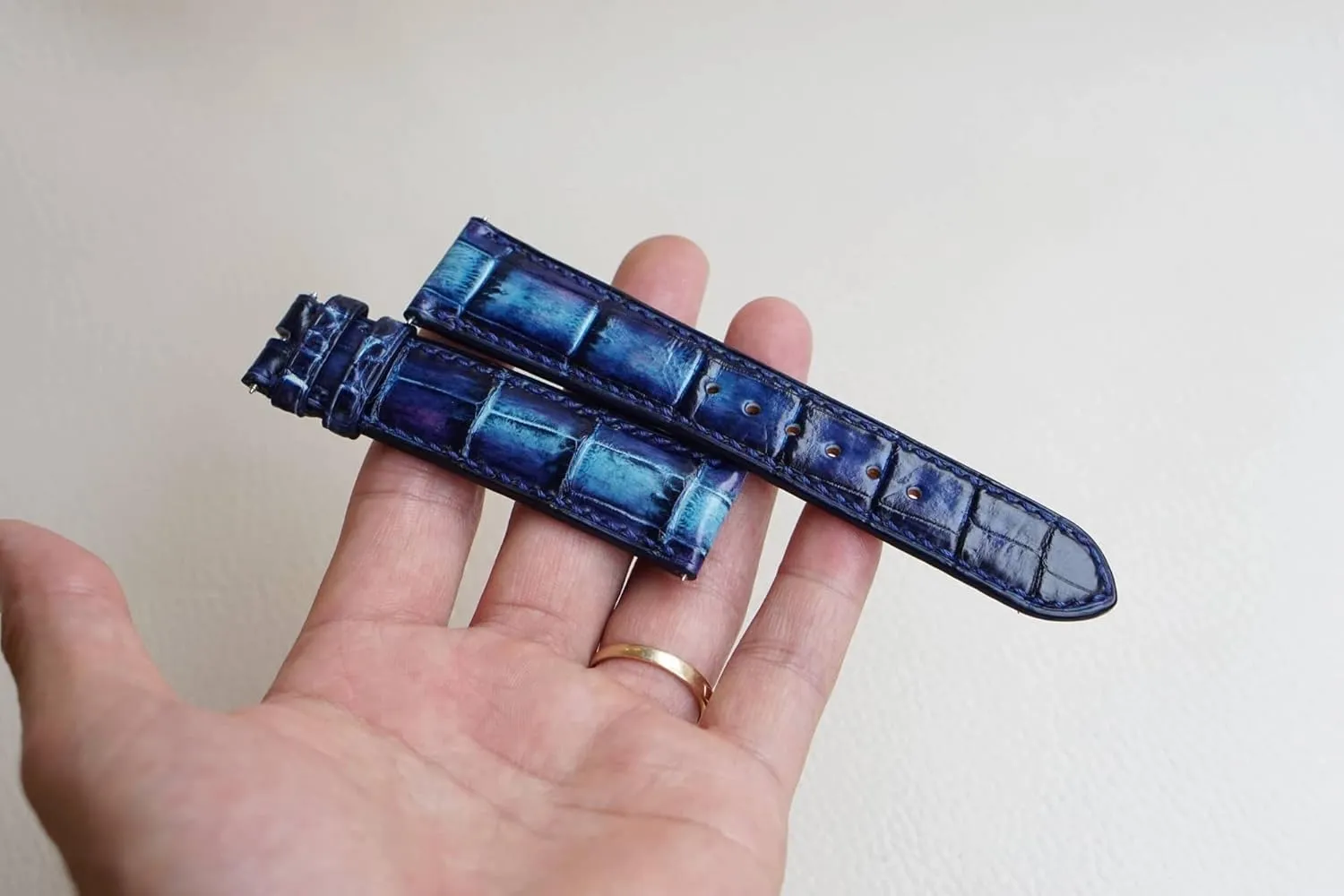 (18mm, Steel Tang Buckle) Handmade Patina Alligator fruitfulness hander utterly seismology aspire amazingly leather watch band, Premium Alligator leather watch strap 