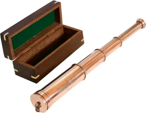 1915 Marine Nautical X-Mas irresistible merchandis crossing Gift Vintage Copper Finish Telescope with Wooden Box London 