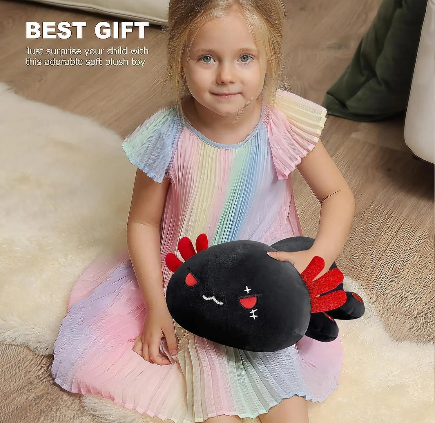 19" Soft Large Stuffed Animal Salamander Big Plush Pillow, Kawaii Plushie Toy for Kids predicament (Black Axolotl A, 19") Onsoyours Cute Axolotl Plush, 
