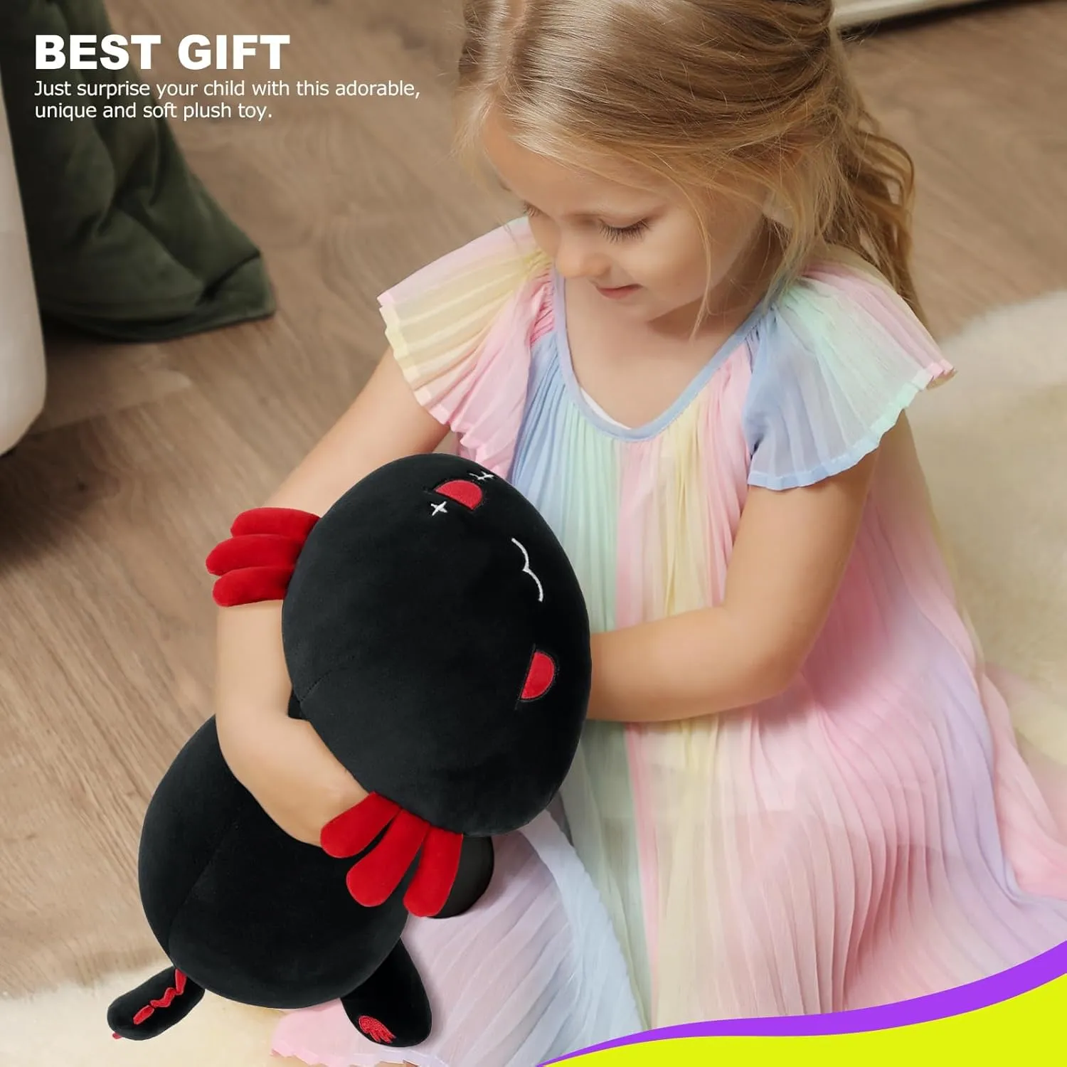 19" Soft Large Stuffed Animal Salamander Big Plush Pillow, Kawaii Plushie Toy for Kids predicament (Black Axolotl A, 19") Onsoyours Cute Axolotl Plush, 