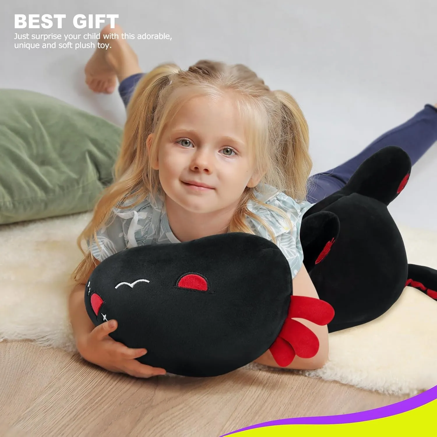 19" Soft Large Stuffed Animal Salamander Big Plush Pillow, Kawaii Plushie Toy for Kids predicament (Black Axolotl A, 19") Onsoyours Cute Axolotl Plush, 