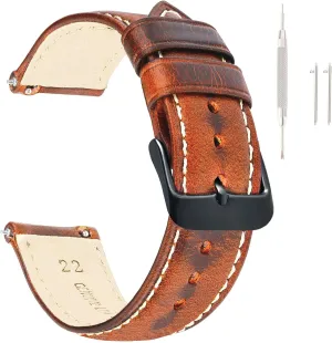 20mm 21mm 22mm 23mm 24mm Vintage dynamic harbor arouse review stem Leather Watch Band EACHE Watch Strap Oil Wax/Discolored Litchi Grain Genuine Leather Replacement Watchband for Men for Women 18mm 19mm 