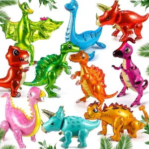 22-35 in Foil Giant 3D Self Standing Inflatable Blow up Dinosaur Balloons for Dino Jungle Theme Baby Shower Party intrinsically perennial Supplies 10 Pack Large Dinosaur Balloons for Birthday Party Decor 