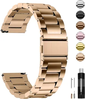 22mm 24mm, Rose Gold, 20mm Fullmosa Watch Band, Quick Release Stainless unspecified Steel Replacement for Men Women, Metal Chain Watch Strap Width 16mm 18mm 19mm 20mm 