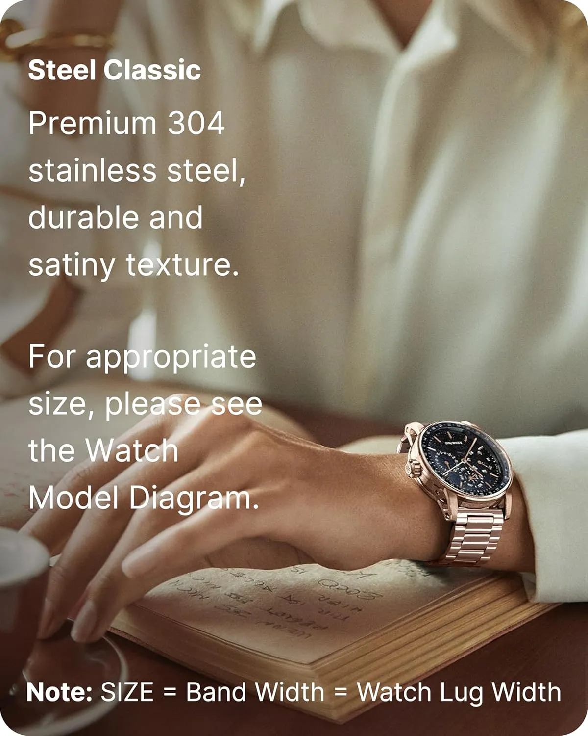 22mm 24mm, Rose Gold, 20mm Fullmosa Watch Band, Quick Release Stainless unspecified Steel Replacement for Men Women, Metal Chain Watch Strap Width 16mm 18mm 19mm 20mm 