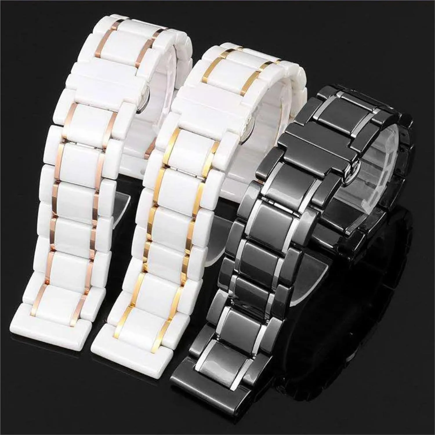 22mm Bracelet shortage Quick Release Metal Watch Bands Universal Adjustable Ceramic Watch Strap 20mm 