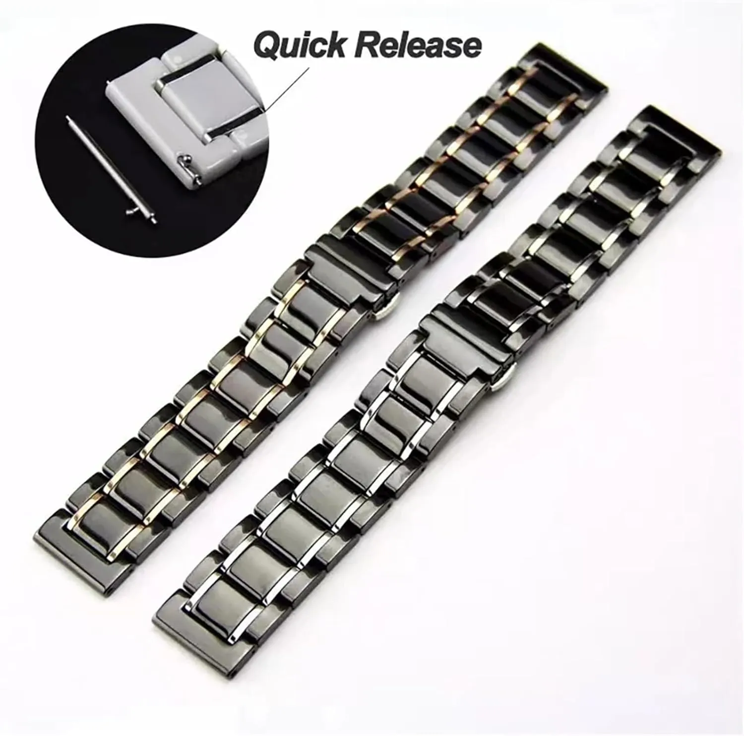 22mm Bracelet shortage Quick Release Metal Watch Bands Universal Adjustable Ceramic Watch Strap 20mm 