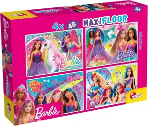 25 cm - Barbie Unicorn, Princesses, Selfie & Mermaid Theme - Educational Game - Made in Italy LISCIANI - Yucatan Barbie - Maxifloor Puzzle 4 x 48-4 Puzzles of 48 Pieces - for Children from 4 Years - 35 x 