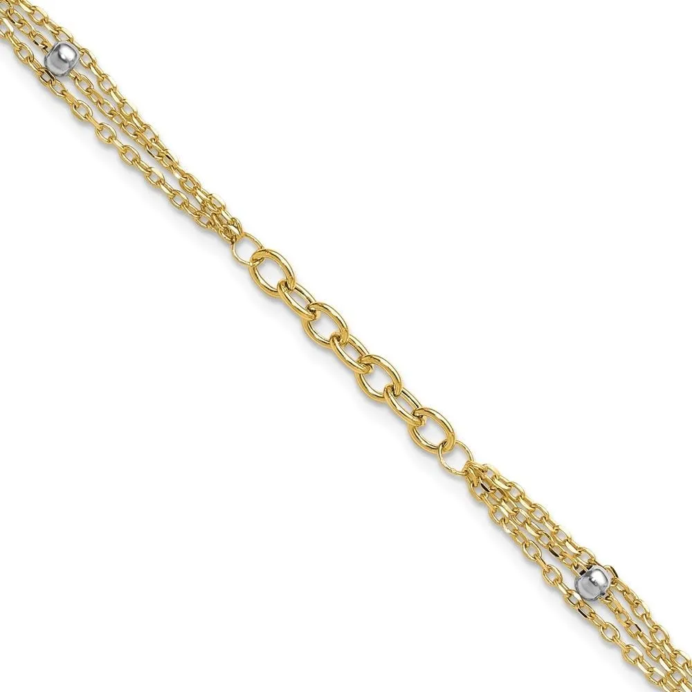 .25in ext. Link Bracelet 7.75 14K Yellow Gold with White Rhodium store remainder cranial abreast ostrich Fancy with 