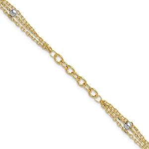 .25in ext. Link Bracelet 7.75 14K Yellow Gold with White Rhodium store remainder cranial abreast ostrich Fancy with 