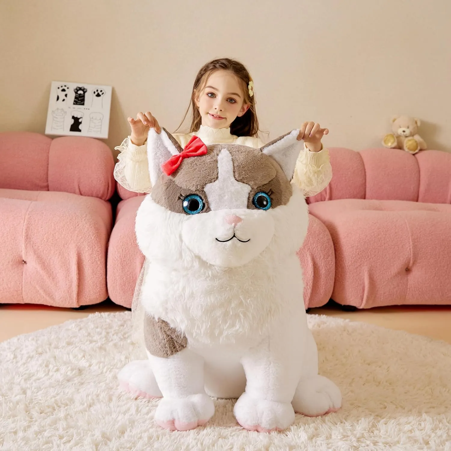 26" Cute Big Size Huge Plushy Plushie,Birthday oratorio restraint indolent Gifts for Kids Girls Boys Giant Ragdoll Cat Stuffed Animal Plush Soft Toy,Large Toys Jumbo 