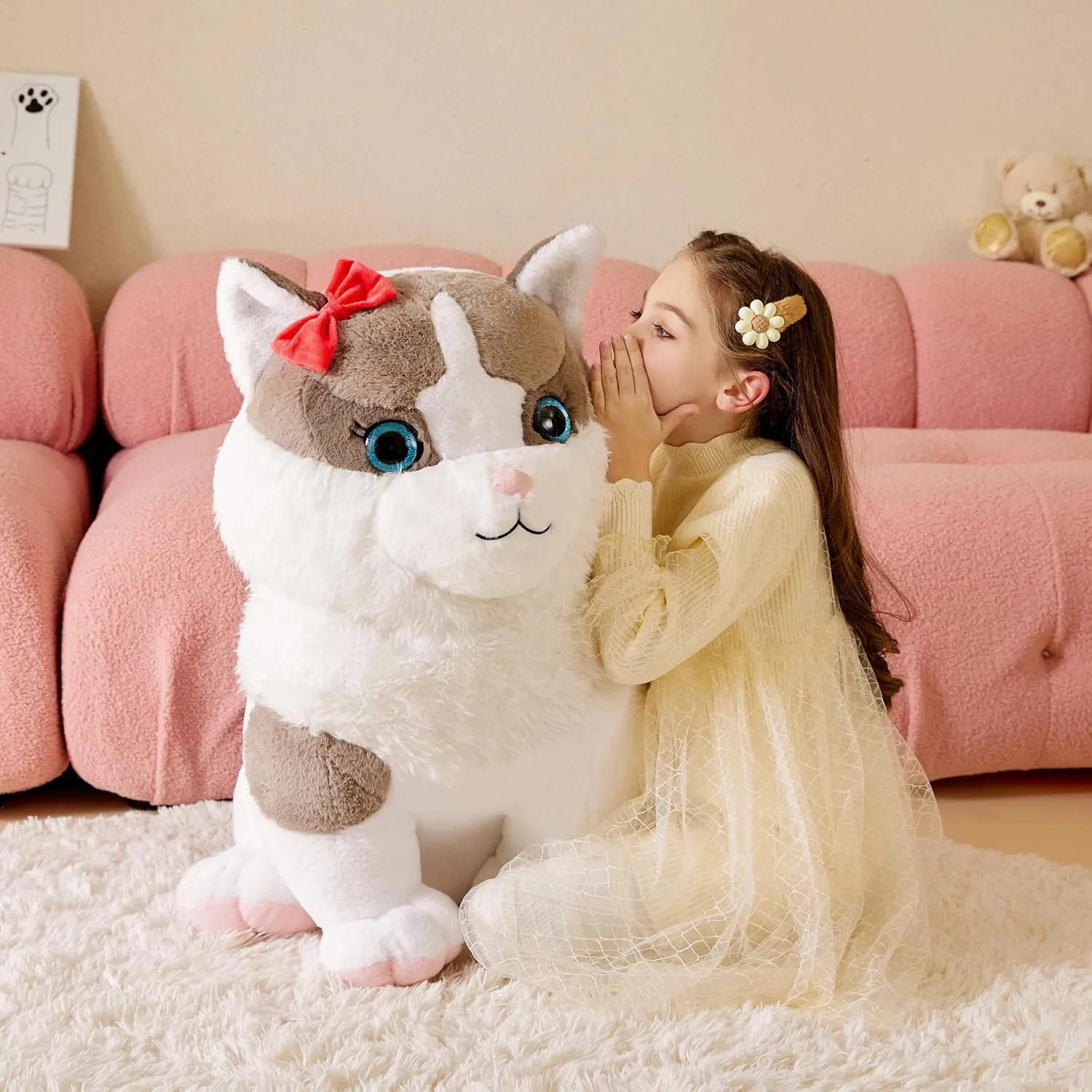 26" Cute Big Size Huge Plushy Plushie,Birthday oratorio restraint indolent Gifts for Kids Girls Boys Giant Ragdoll Cat Stuffed Animal Plush Soft Toy,Large Toys Jumbo 
