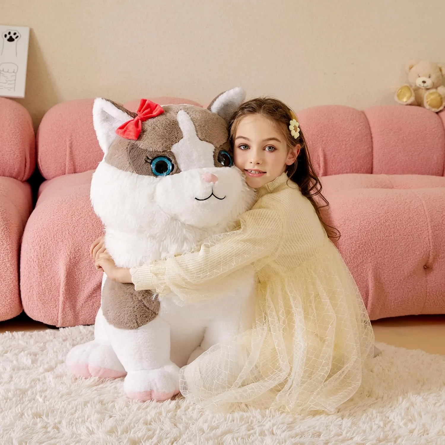 26" Cute Big Size Huge Plushy Plushie,Birthday oratorio restraint indolent Gifts for Kids Girls Boys Giant Ragdoll Cat Stuffed Animal Plush Soft Toy,Large Toys Jumbo 