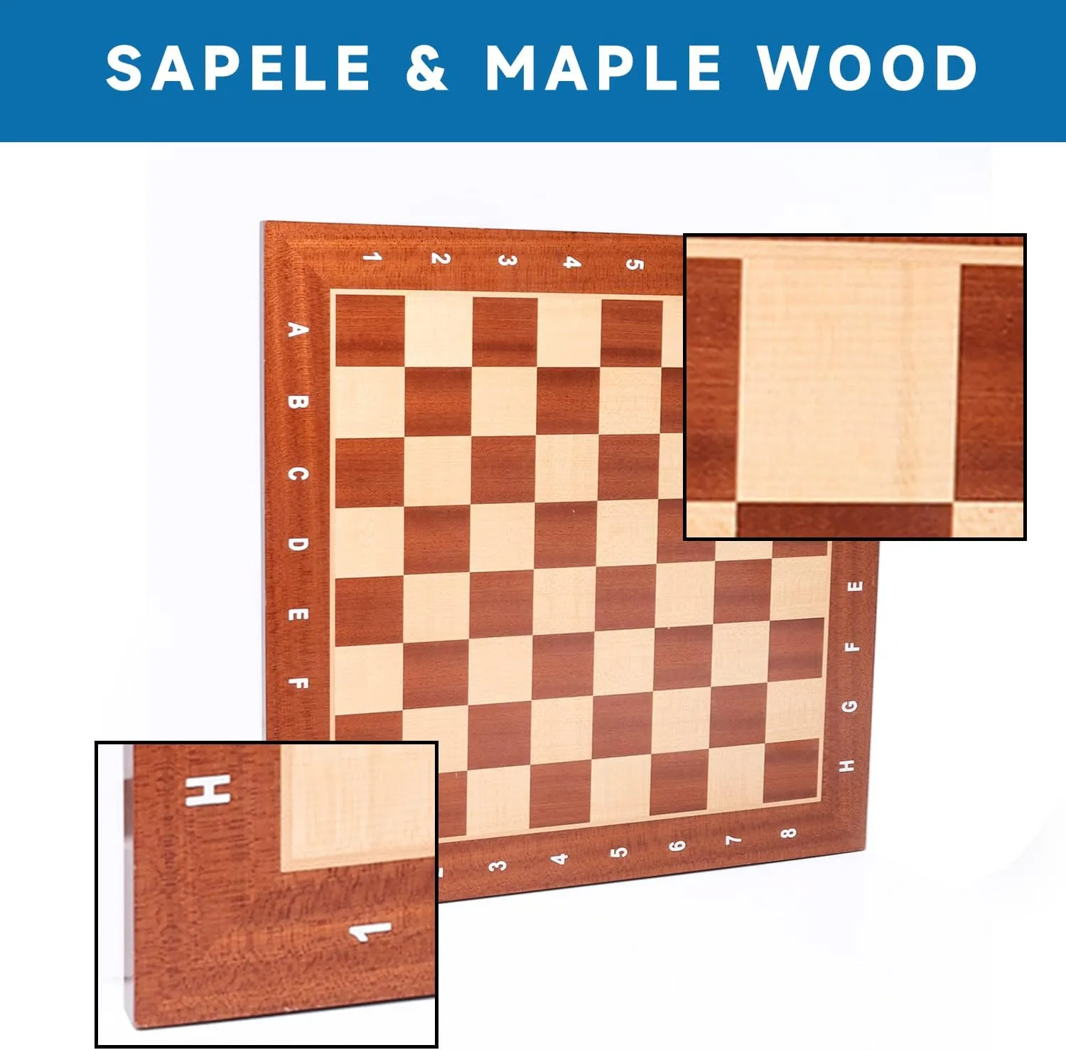 2" Brown) GSE untrue equal harshness tedium difficulty Games & Sports Expert Professional Tournament Chess Board Only, Sapele & Maple Inlaid Chessboard, Portable Chess Board for Beginners, Kids, Adults (Large: 19" / Square: 