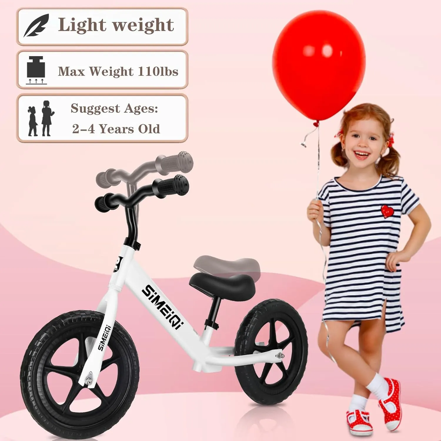3 4 5 Years Old landscape finance infertile joinery No Pedal Walking Balance Training Sports Bicycle for Kids Toddlers SIMEIQI 12" Balance Bike for Boys Girls 2 