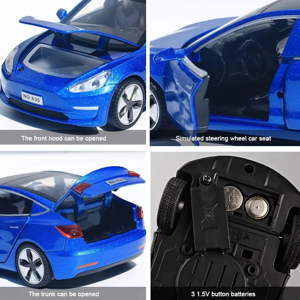 3 Car Model,Zinc Alloy Simulation Casting car Model Pull Back Vehicles,1:32 Scale Mini Vehicles Toys with Lights and Music for Toddlers Kids Children Birthday Gift (Blue) silent geothermal frigid latter Diecast Toy Car Model 