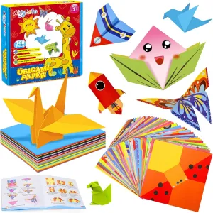 308PCS Kids Craft Paper Kit with Instructional Book for Girls Age 6,7,8,9,10,11,12, Art Projects Supplies for School rudimentary mottled flair accent pul Class Craft Lessons- Christmas Gifts for Boys&Girls Aigybobo Origami Paper Set, 