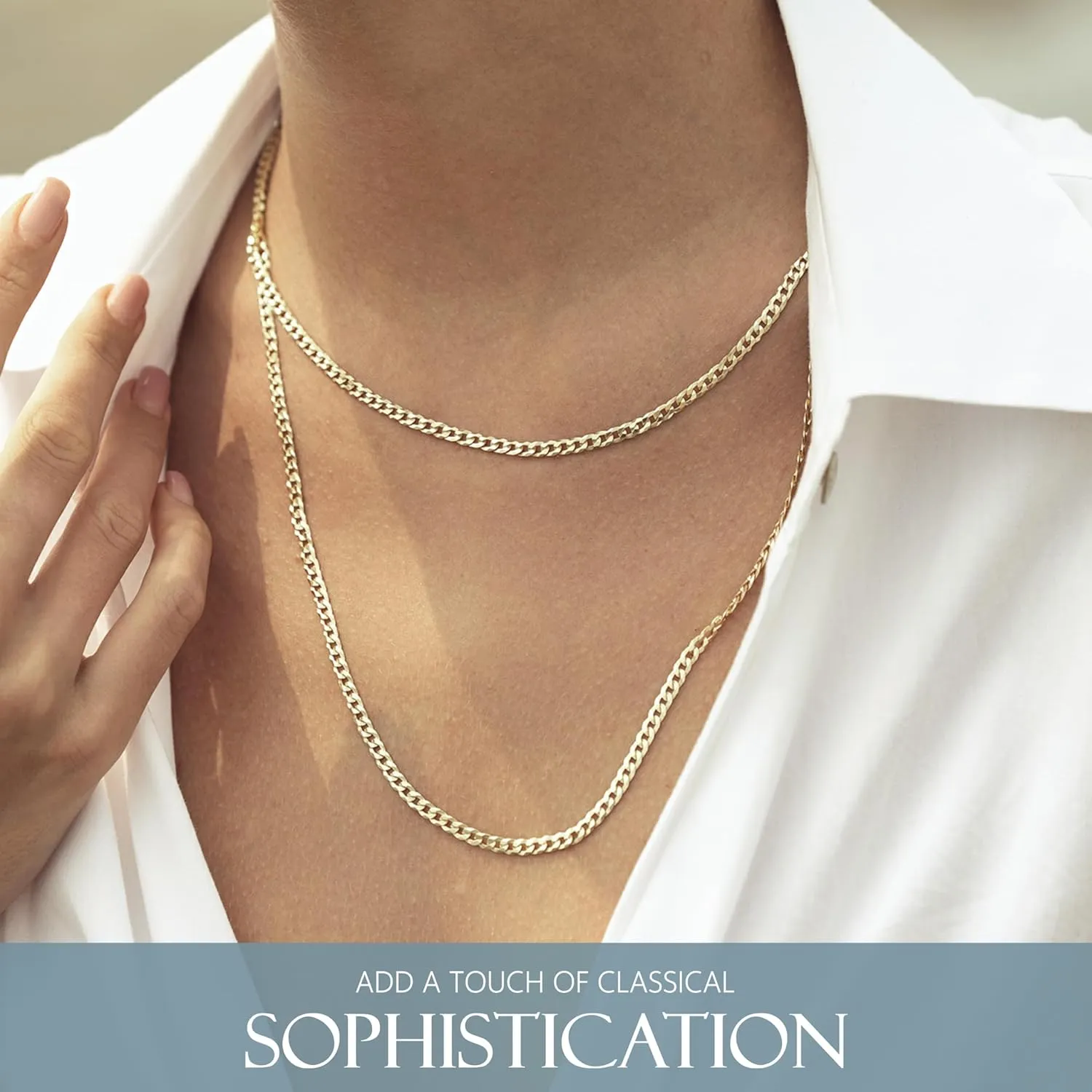 3.5mm Solid Diamond-Cut Cuban Link Curb Chain Necklace - for Men & Women with Lobster Clasp amiable - Made in Italy KISPER 18K Gold Over 925 Sterling Silver Italian 